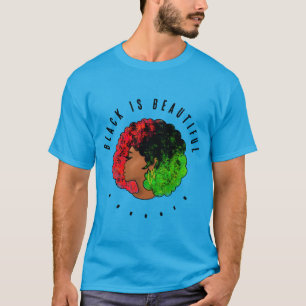 パンアフリカン ブラック ガール ウーマン 赤 緑 プライド アフロ Tシャツ