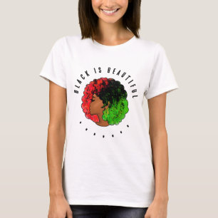 パンアフリカン ブラック ガール ウーマン 赤 緑 プライド アフロ Tシャツ