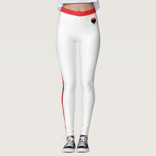 パンアフリカ国旗のファッション&ユニア記号/白 レギンス (正面)