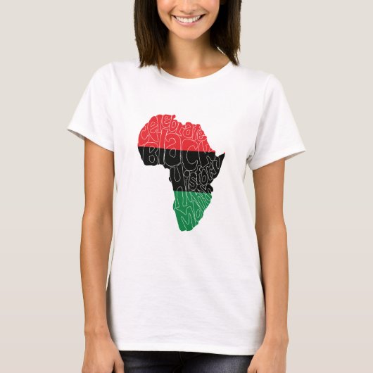 パンアフリカ国旗の黒い歴史月間アートデザイン Tシャツ (正面)