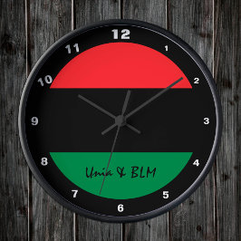 パンアフリカ国旗&ユニアのシンボル/スポーツファン ラウンド壁時計