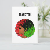 パンアフリカ黒人女性赤グリーンプライドアフロ サンキューカード (スタンド正面)