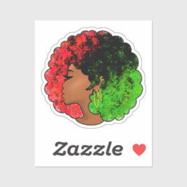 パンアフリカ黒人女性赤グリーンプライドアフロ シール