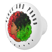 パンアフリカ黒人女性赤グリーンプライドアフロ セラミックノブ (右)