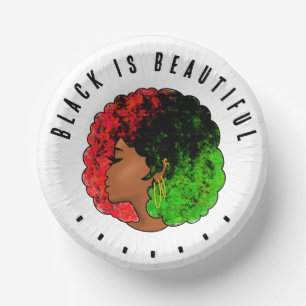 パンアフリカ黒人女性赤グリーンプライドアフロ ペーパーボウル