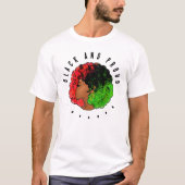 パンアフリカ黒人女性赤グリーンプライドアフロ Tシャツ (正面)