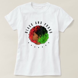 パンアフリカ黒人女性赤グリーンプライドアフロ Tシャツ