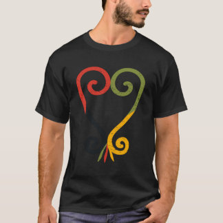 パンアフリ動揺してカ色のサンコファハート Tシャツ