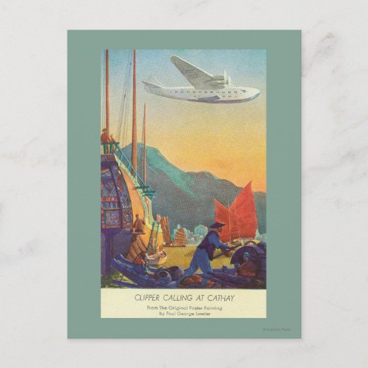 パンアメリカン・クリッパー飛んでいる・オーバー中国 ポストカード (正面)