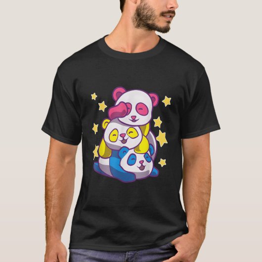 パンアルかわいいパンダベアアニメパン Tシャツ (正面)