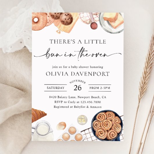 パンインザオーブンミニマルベーカリーベビーシャワー 招待状