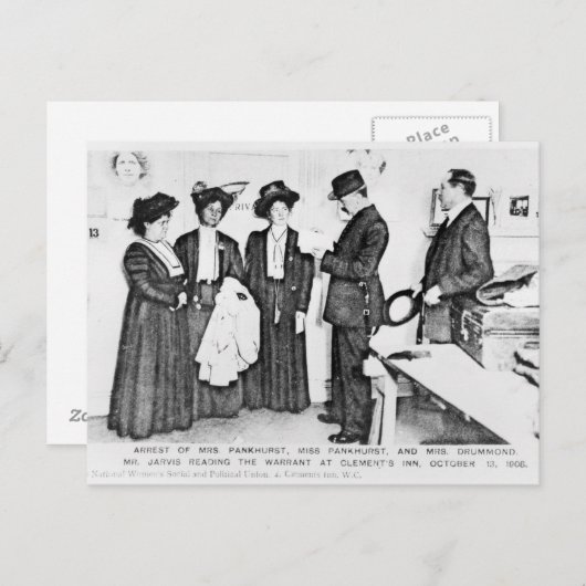 パンカルスト夫人の逮捕 ポストカード (正面/裏面)
