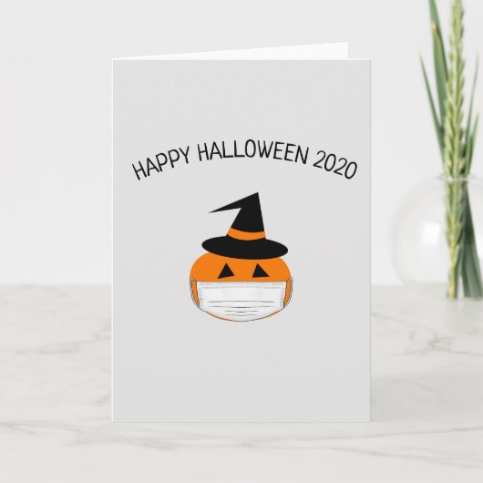 パンキン·ウィッチ·ハットとマスク隔離ハロウィーン·おもしろい カード (正面)