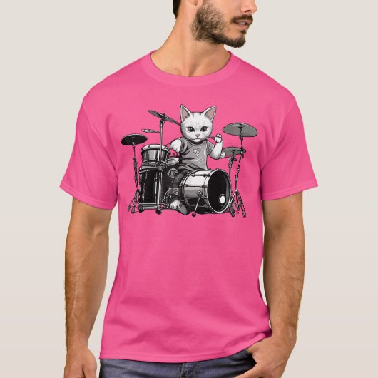パンクおもしろいキッテンドラマー猫の遊ドラムスGraphi Tシャツ (正面)
