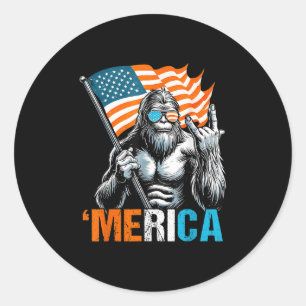 パンクおもしろいロックサスカッチビッグフット米国国旗Merica 4 ラウンドシール