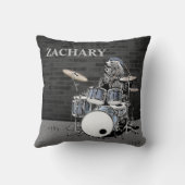 パンクおもしろいロックドラマーベア名前をカスタムするミュージシャン クッション (裏面)