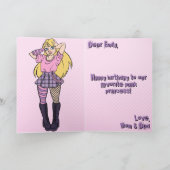 パンクかわいらしガール10代のピンク14誕生日 カード (内部)