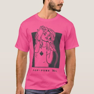パンクのファンのためのポップ・アートの女性アート。音楽シーンが遅い Tシャツ
