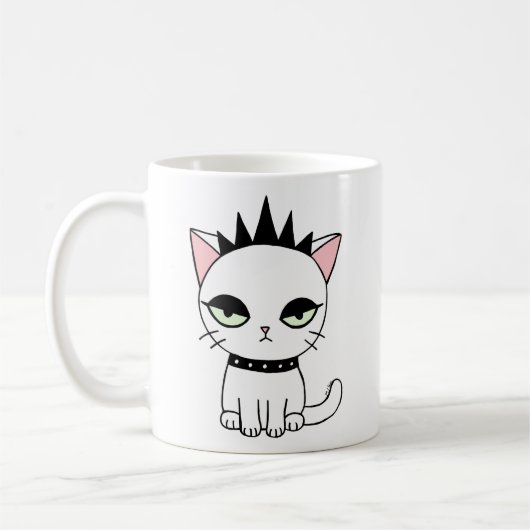 パンクのマグおもしろいなパンク猫のマグのおもしろいな猫好きのマグ コーヒーマグカップ (左)