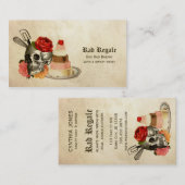 パンクのレトロのベーキングのパン屋のスカルのグランジな花は払います 名刺 (正面/裏面)