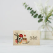 パンクのレトロのベーキングのパン屋のスカルのグランジな花は払います 名刺 (スタンド正面)