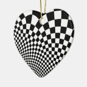パンクの反ったレトロチェッカーボード(白黒) セラミックオーナメント (左)