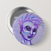 パンクの女の子のスケッチボタン 缶バッジ (正面&裏面)