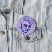 パンクの女の子のスケッチボタン 缶バッジ (インサイチュ)