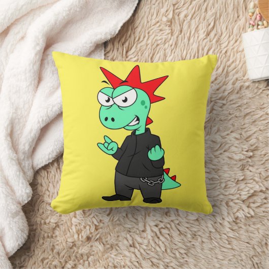 パンクの格好をしたティラノサウルスレックス。 クッション (ブランケット)