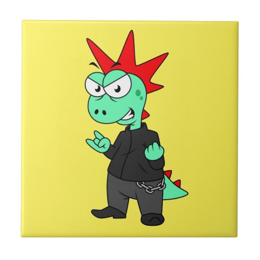 パンクの格好をしたティラノサウルスレックス。 タイル (正面)