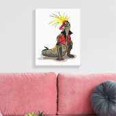 パンクの格好をしたハドロザウルス恐竜。 キャンバスプリント (インサイチュ (リビング))