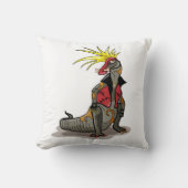 パンクの格好をしたハドロザウルス恐竜。 クッション (正面)