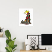 パンクの格好をしたハドロザウルス恐竜。 ポスター (ホームオフィス)