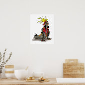 パンクの格好をしたハドロザウルス恐竜。 ポスター (キッチン)