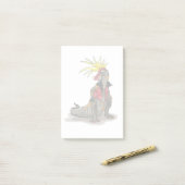 パンクの格好をしたハドロザウルス恐竜。 ポストイット (デスク上)