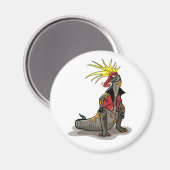 パンクの格好をしたハドロザウルス恐竜。 マグネット (正面/裏面)