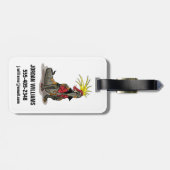 パンクの格好をしたハドロザウルス恐竜。 ラゲッジタグ (裏面横)