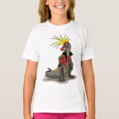パンクの格好をしたハドロザウルス恐竜。 Tシャツ (正面)