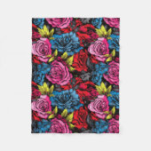 パンクはっきりした開花フローラフリースブランケット フリースブランケット (正面)