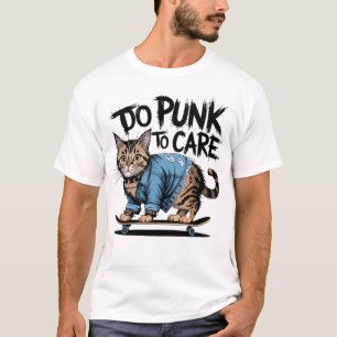 パンクアメリカン硬い毛キャットオンスケートボード Tシャツ