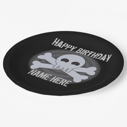 パンクカスタムカッコいいハッピーバースデースカル ペーパープレート (アングル)