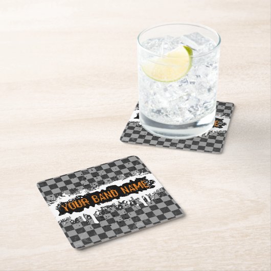 パンクカッコいいカスタムバンドマーチロックミュージックDJミュージシャン スクエアペーパーコースター (インサイチュ)