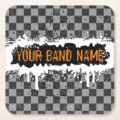 パンクカッコいいカスタムバンドマーチロックミュージックDJミュージシャン スクエアペーパーコースター (正面)