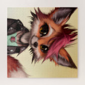 パンクカッコいいロックキツネ10代の若者 ジグソーパズル (横)