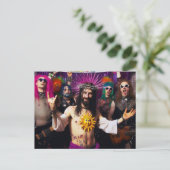 パンクカラフルロおもしろいックパーティーイエス ポストカード (スタンド正面)