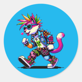 パンクキャットアティメクールント – Pixel Art Rebelデザイン ラウンドシール