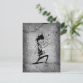 パンククールゾンビ灰色ひび割れた壁ブラックグレー ポストカード (スタンド正面)