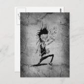 パンククールゾンビ灰色ひび割れた壁ブラックグレー ポストカード (正面/裏面)