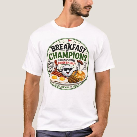 パンクケーキ ベーコン バーディーズ 面白いゴルフ朝食 Tシャツ (正面)