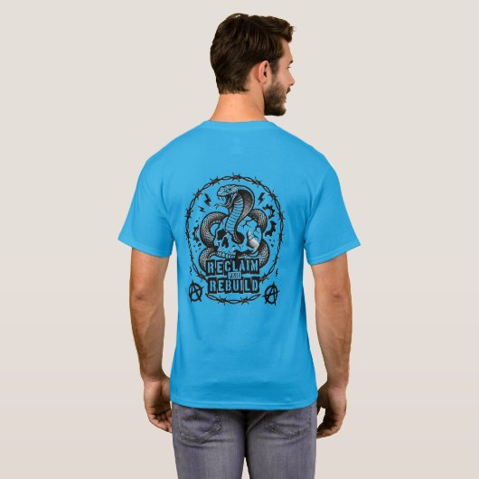パンクスネークスカルシャツ システムをぶっ壊せ 反逆 Tシャツ (裏面フル)